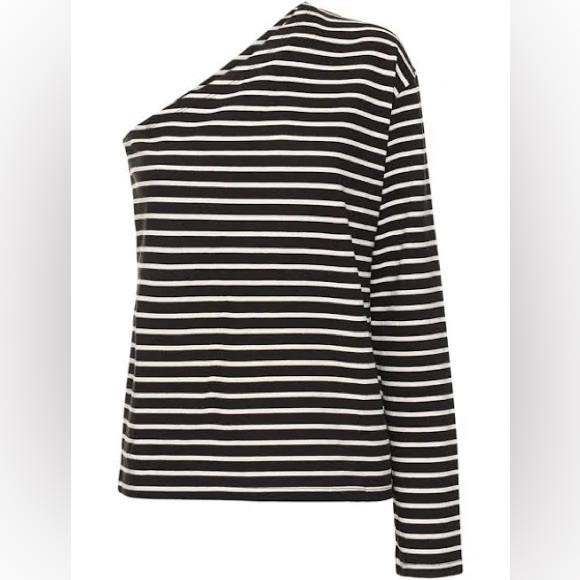 The Frankie Shop- one shoulder shit XS/S blk white stripes - Picture 3 of 7